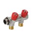 Sanitary manifolds with built-in valves red valve
