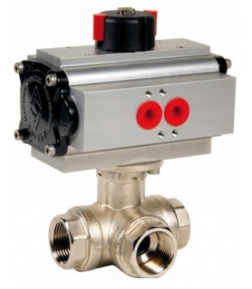 513 L port - 3 way brass ball valve double acting