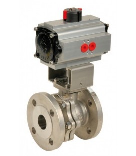 757 - Split-body stainless steel flanged ball valve double acting